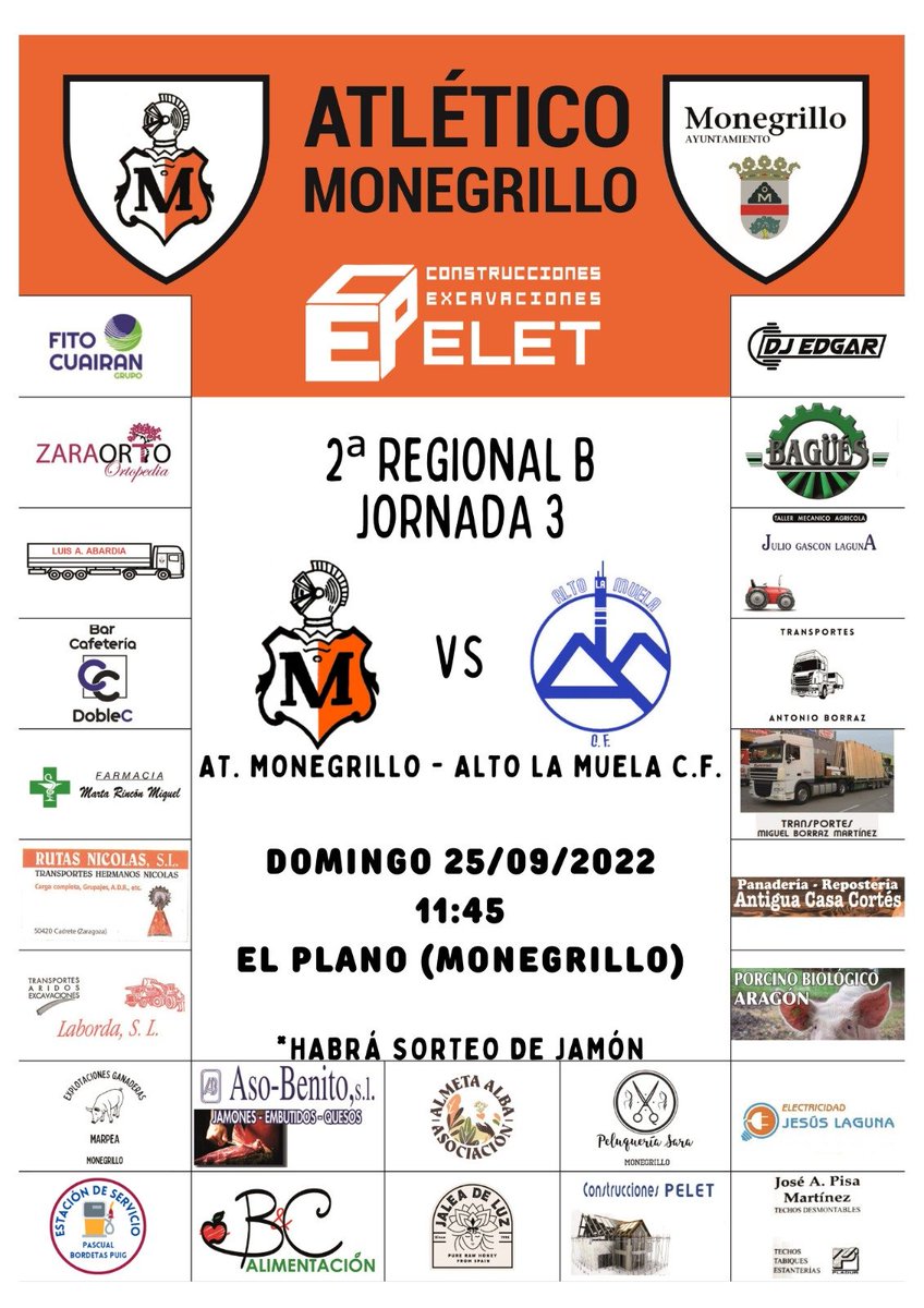 ⚽Volvemos a El Plano

🎫Se sorteará un jamón

👥¡Os esperamos afición!

#MonegrilloTeQuiero
