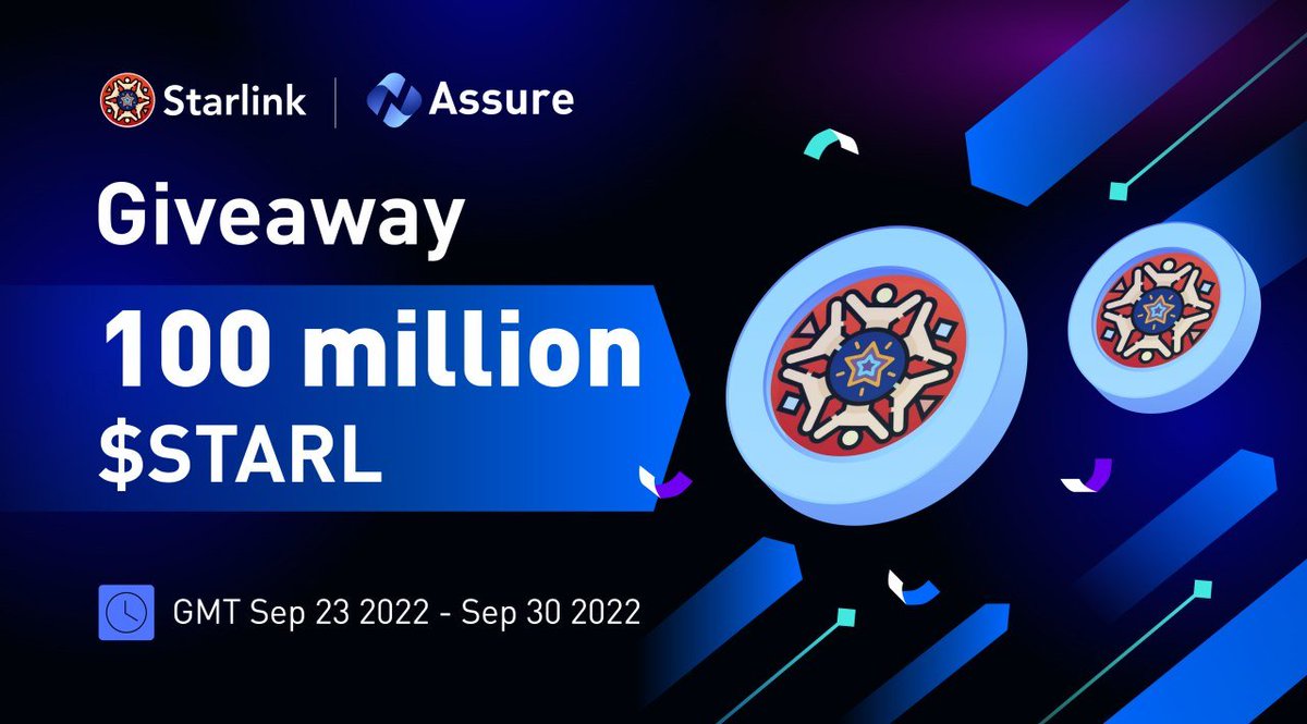 📣#AssureJointAirdrop 

🔥#Assure &amp; STARL_Official Joint #Airdrop
🤩100 million $STARL / 50 winners
📅Sep 23 -Sep 30, 2022, UTC

💥Join Now
✅Follow <a href="/Assure_pro/">AScoin Wallet</a> &amp; <a href="/StarLinkETH/">StarLinkETH</a>
✅Fill &amp; Join reurl.cc/gMbk7z
✅RT + @ 3 

#cryptocurrency #Airdrops #Giveaway