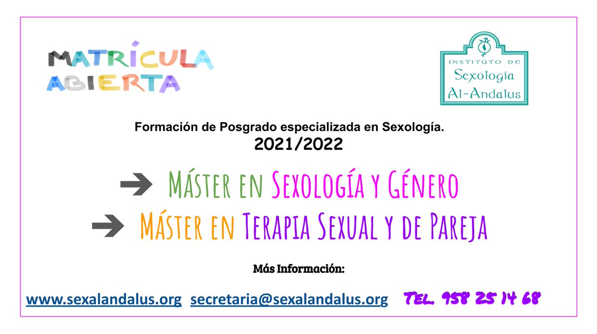 SexAlAndalus's tweet photo. ¿Quieres ser sexólog@? https://t.co/EWVBB0n9LC