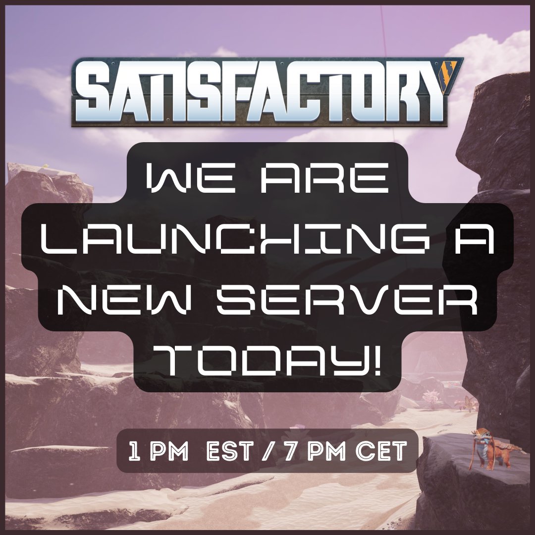 TeamEchoTV's tweet photo. Big News EchoFam! The team is launching a new Satisfactory community server TODAY! Join @JustEri__  for the launch on his Twich stream for a new building adventure. 
(more details below!)
#echotv #teamechotv #satisfactory #communityserver #lizarddoggo https://t.co/gYdt4dkWv5