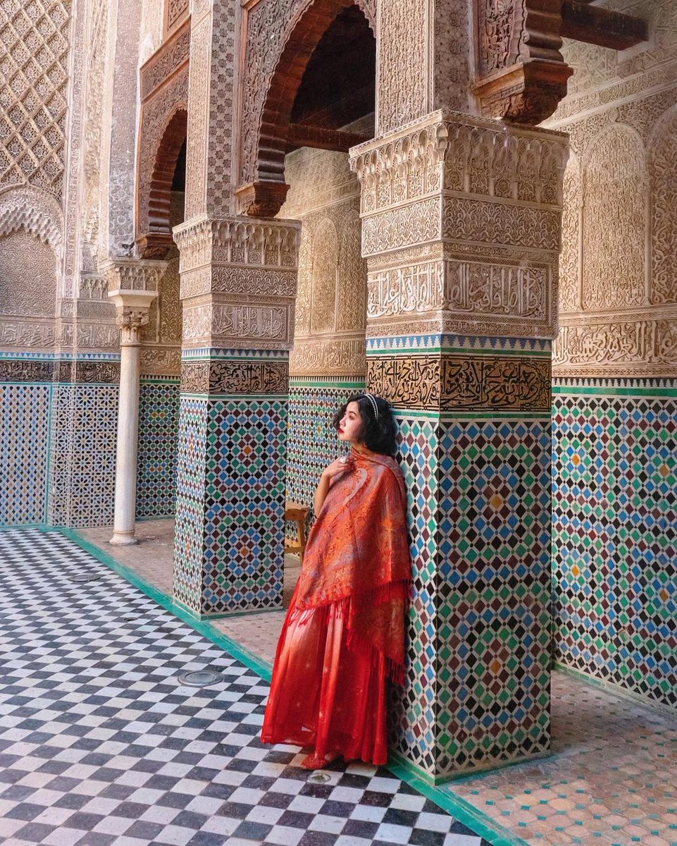 If you're looking to add some history to your trip to Fez, look no further than the Medrasa Al-Attarine. 👀 Immerse yourself in the culture and beauty of this 1300s historical landmark. 
📷 by @fishsflourish (Instagram account) #visitmorocco #morocco