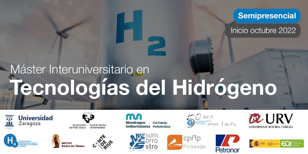 📢📢 Últimas Plazas!!!
Máster Interuniversitario en Tecnologías de #Hidrógeno - Inicio 14 de Octubre 2022 👇

✅ Máster multilocalizado en cuatro ubicaciones. 
⏱️¡Últimas plazas!⬇️
📍Barcelona
📍Tarragona
📍Zaragoza
❌ Bilbao [Plazas agotadas]

Más info: s.upc.edu/aawcM