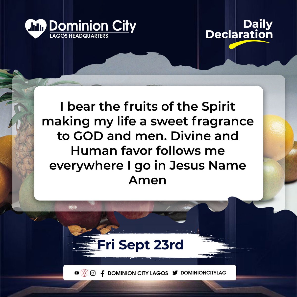 dominioncitylag's tweet photo. Divine and Human favor follows you everywhere you go in Jesus Name.
#DominionCity
#DCLagosHQ
#DailyDeclarations
#DCDeclares https://t.co/YhH1uI7b9Y