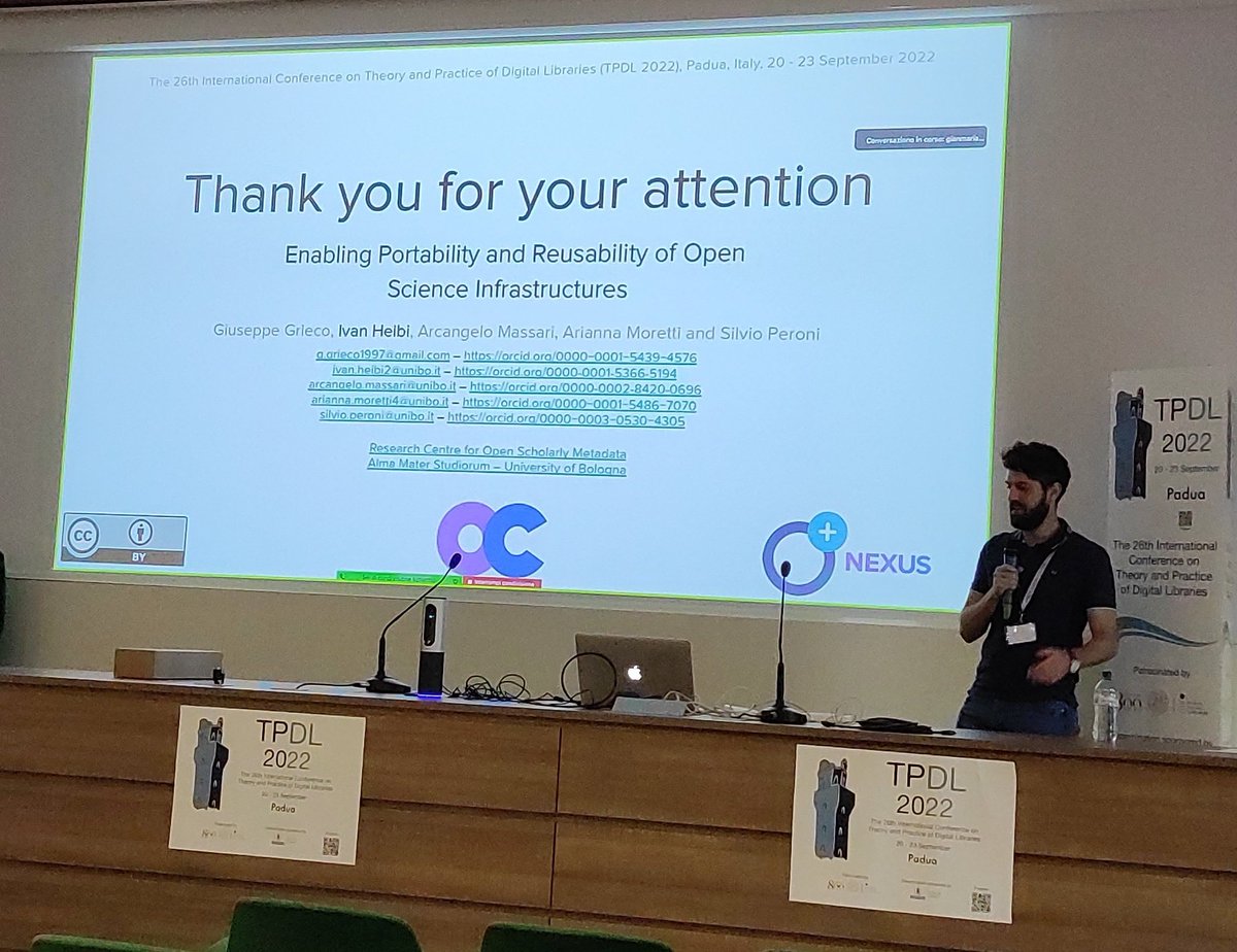 Andrea Mannocci @andremanno@mas.to (@andremanno) on Twitter photo <a href="/ivanHeiB/">ivan heiB</a> presenting "Enabling Portability and Reusability of Open Science Infrastructures" <a href="/tpdl2022/">TPDL2022 - 2023</a> <a href="/essepuntato/">Silvio Peroni</a> <a href="/opencitations/">OpenCitations</a> <a href="/ivanHeiB/">ivan heiB</a> presenting "Enabling Portability and Reusability of Open Science Infrastructures" <a href="/tpdl2022/">TPDL2022 - 2023</a> <a href="/essepuntato/">Silvio Peroni</a> <a href="/opencitations/">OpenCitations</a>