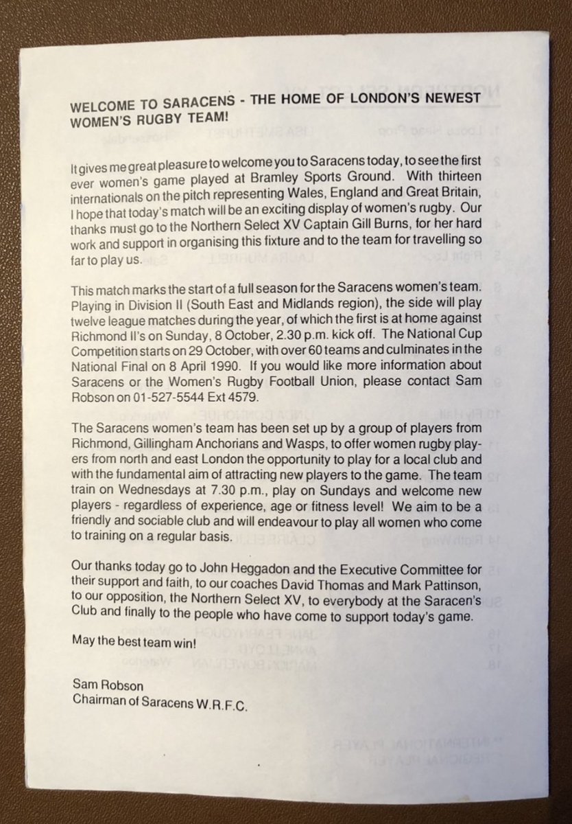 OTD_Saracens's tweet image. 📅 23rd September 1989
🏉 Saracens Women – Northern Select XV
🏟 Bramley Road
 
Inaugural game for
@SaracensWomen
with the first of 32 years’ of quality sides! The women won the league &amp;amp; promotion that season and by 93 had a first ever domestic treble of Premiership, Cup &amp;amp; Sevens