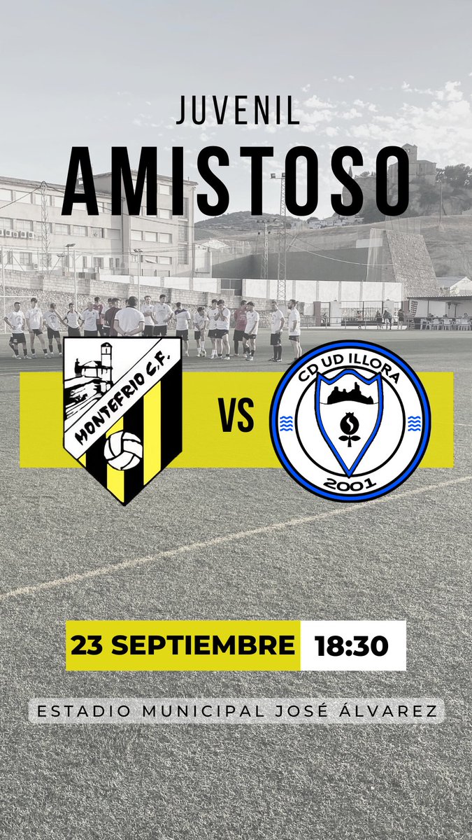 montefrio_cf's tweet photo. AMISTOSO EQUIPO JUVENIL
Seguimos la tarde partidos con el equipo juvenil que se enfrenta al equipo vecino de Íllora a las 18:30 💛🖤 https://t.co/vzmfvEn2lC