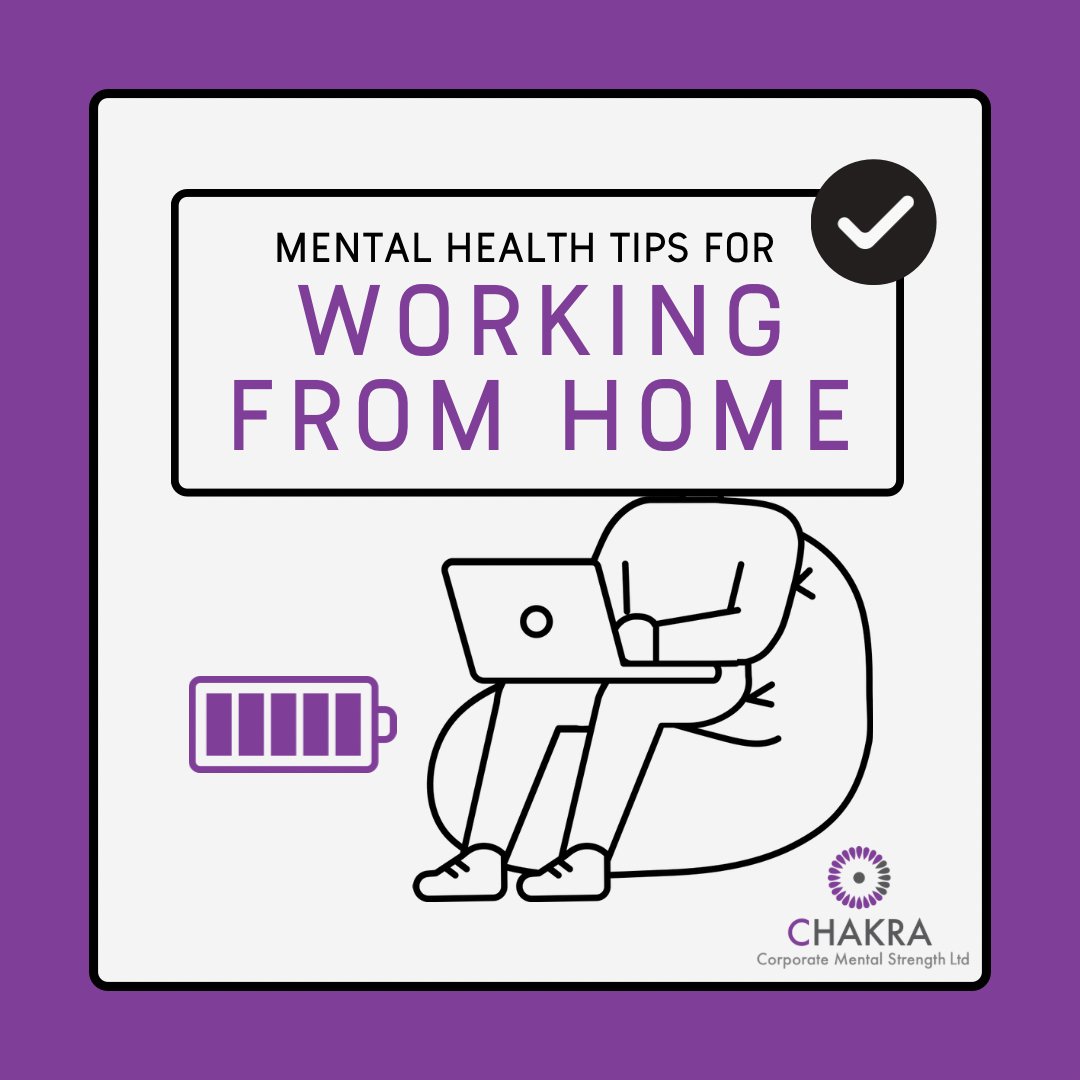 ChakraCorporate's tweet photo. Mental health tips for working from home
We understand that #workingfromhome can still be a bit of #challenge. To help you towards good #mentalhealth whilst working form home, try to:
#Schedule
• Schedule your time: Set regular working hours, including breaks and self-care pract https://t.co/nPtW5quPS8