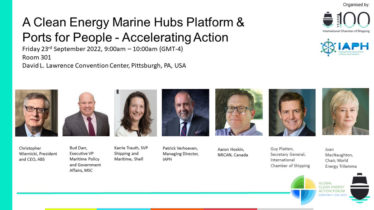 shippingics's tweet image. Are you in Pittsburgh, USA attending #GCEAF?
Join us at 09:00am in Room 301 for a panel discussion with ports, shipping experts, energy and governments on the Clean Energy Marine Hubs initiative. 
Livestream available as well - bit.ly/3dun0XH

@GCEAF_USA  @WPSP_IAPH #CEM
