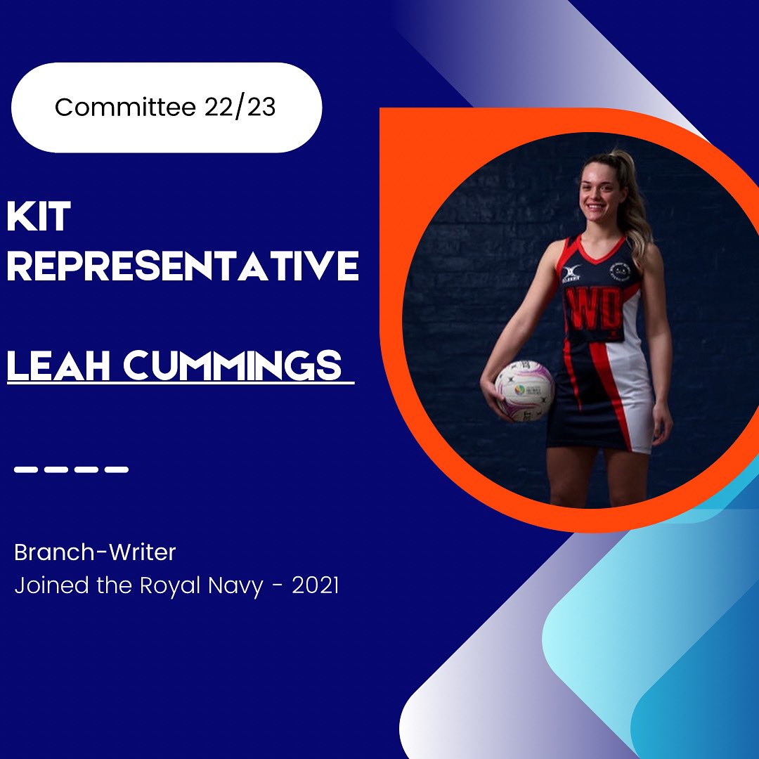 🥁 Kit Rep 🎽 Having only joined the RN in 2021, AB Leah Cummings has certainly made her mark! She will ensure we are looking super smart for the upcoming season 🌟 Favourite position: WD/GD Best RN netball memory: Being voted players player at 21/22 RNNA AGM 👏🏼