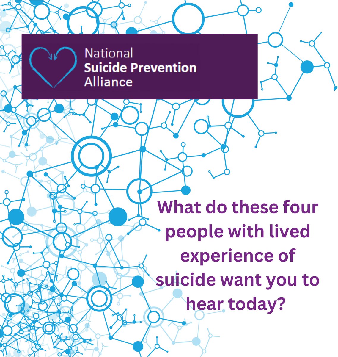 National Suicide Prevention Alliance (@nspa_uk) on Twitter photo The collective voices of people with #livedexperience of suicidal thoughts & attempts, or bereaved by suicide, are vital to developing effective #SuicidePrevention strategies. Here’s what 4 <a href="/NSPA_UK/">National Suicide Prevention Alliance</a> Lived Experience Influencers would like you to hear in #SuicidePreventionMonth The collective voices of people with #livedexperience of suicidal thoughts & attempts, or bereaved by suicide, are vital to developing effective #SuicidePrevention strategies. Here’s what 4 <a href="/NSPA_UK/">National Suicide Prevention Alliance</a> Lived Experience Influencers would like you to hear in #SuicidePreventionMonth