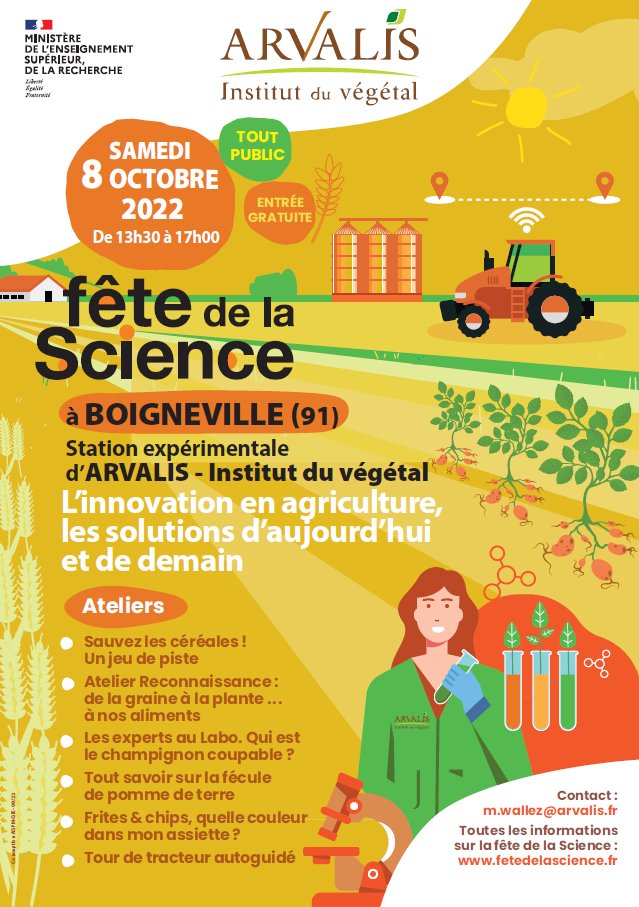 Arvalisofficiel's tweet image. 📢 @Arvalisofficiel participe à la @FeteScience #FDS2022 👨‍🌾

👀 Découvrez les programmes 👇

📆 8/10 | 13h30-17h
📌 Boigneville (91)

📆 8/10 | 14h-18h – 9/10 | 11h-18h
📌 Gif-sur-Yvette (91)

📆 15/10 | 14h-17h30
📌 Villers-Saint-Christophe (02)

📆 15/10 | 11h-19h
📌 Pau (64)