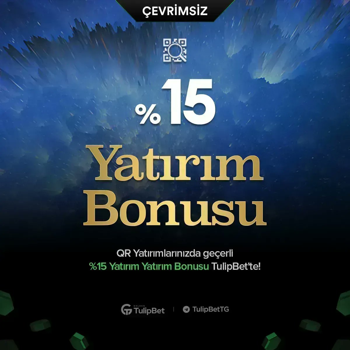 %15 Çevrimsiz Cepbank &amp; QR Bonusu ile TulipBet'te lale devri hiç bitmez!    
    
Gün içerisinde gerçekleştireceğiniz #Cepbank, #EnvoyQR ve #ÖdendiBil QR yatırımlarınız üzerinden %15 Çevrimsiz Bonus!    
    
Hemen yatırım yapın: bit.ly/38GMiQ7