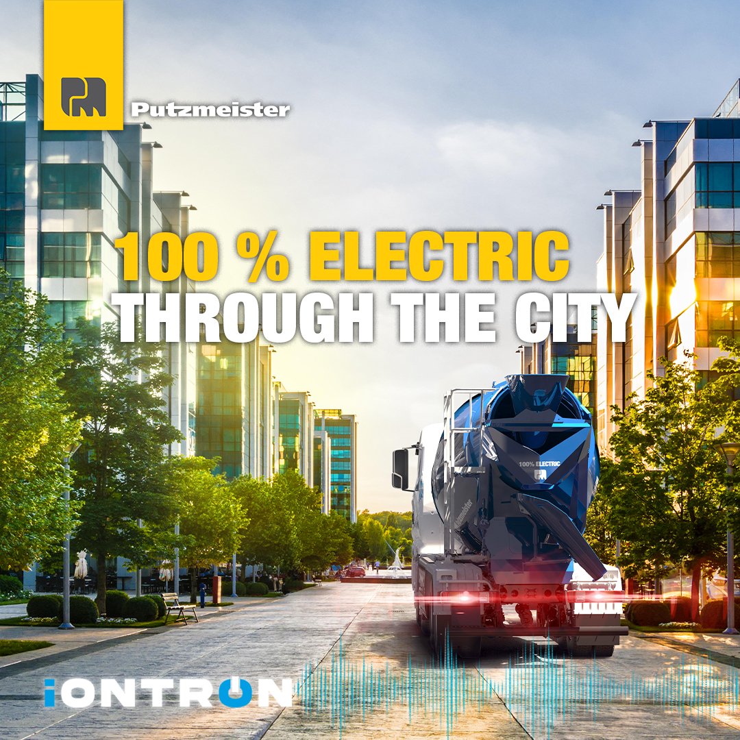 Putzmeister's tweet photo. With the new iONTRON eMixer from Putzmeister, you can expand your fleet with an environmentally friendly construction machine that offers zero CO2 emissions & a significantly reduced noise level.
Presented at bauma 2022!
#putzmeister #iontron #emixer #pmatbauma #bauma2022 https://t.co/jbgcFxNR0L