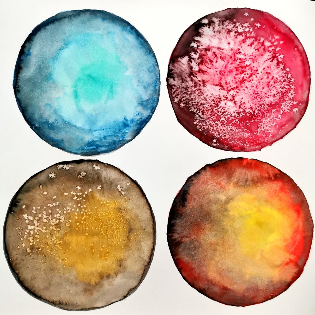 dieStiftetante's tweet photo. Kleine Studie, nach dem Buch Watercolor-Kurs von Makoccinos, die ich gestern angefertigt habe. Habe dabei mit Salz experimentiert 🧂#kleineKunstklasse https://t.co/NaQo1QaB35