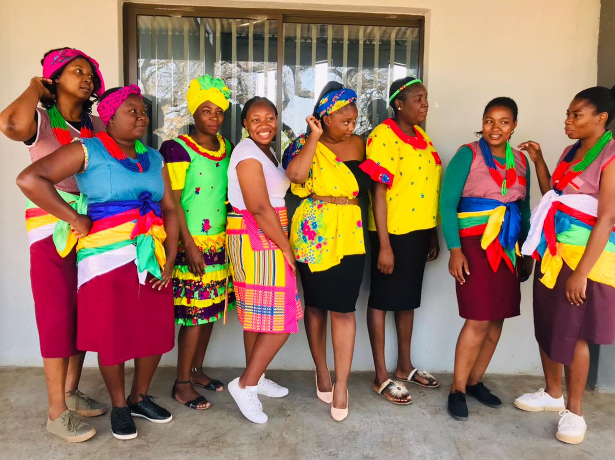 GwfOnline's tweet photo. “It enriches us as a group when we embrace each other’s languages and cultures, while remaining authentic to ourselves.” – @RushMoose, #GWF’s head of operations 

Some of the lovely ladies at @JusticiaDlc in their traditional attire ahead of #HeritageDay tomorrow!

#HeritageMonth https://t.co/ckEBAKqM8S