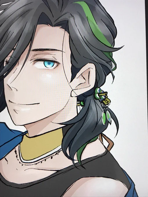 というわけで、昨日作った笹貫イメージの簪をざっくり描いてみた(簪はラフ)やばい。既に似合いすぎているw  