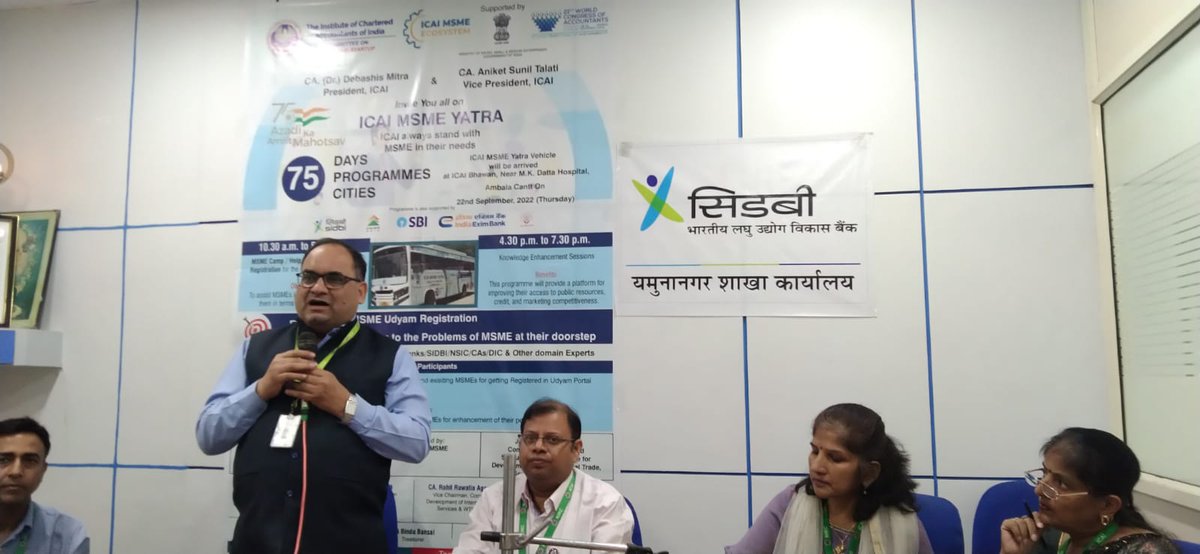 sidbiofficial's tweet photo. #AwarenessProgram and #MSMEClinic was organized on #MSME & #StartUps during @theicai #ICAIMSMEYatra at Ambala.
In the meet various Detailed presentations was made on #Financingschemes of #SIDBI for MSMEs.
#SIDBIMSME https://t.co/u1SrSnqw5m
