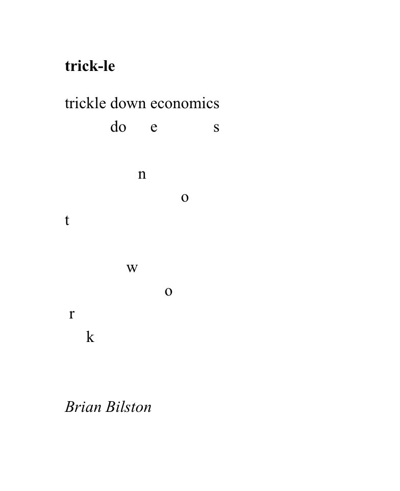Here’s a short poem called ‘trick-le’. #MiniBudget