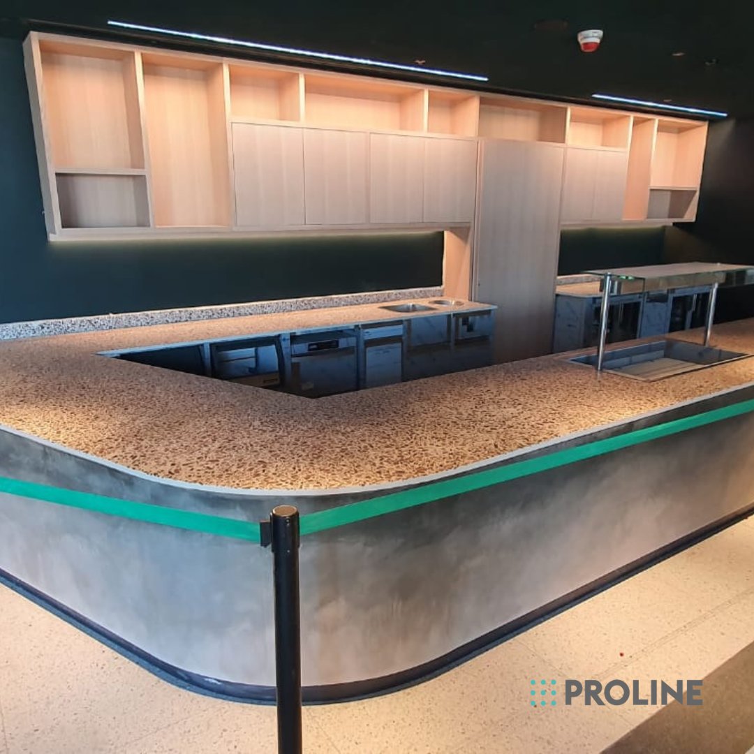 Proline_Corp's tweet photo. We're proud of this on-going install with finishes we haven't used before.

Feat a sustainable Foresso worktop and @UKClayworks spray plaster finish fascia applied on site.

Thanks to Shine Food Machinery, @Tricon_news &amp; @tpbennettllp

#Proline #projectsbyproline #bespokecounters https://t.co/WIKEUK4WKC