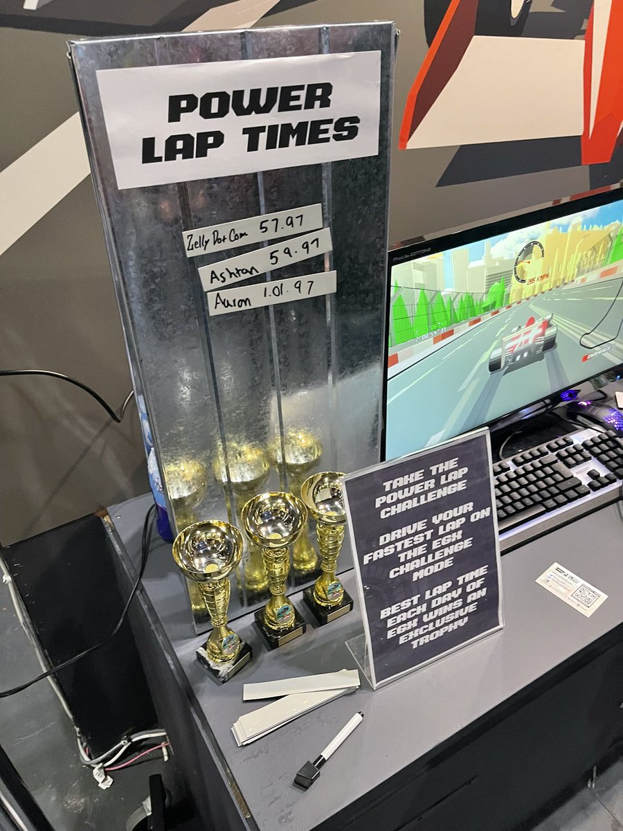 Day 2 #EGX with Formula Retro Racing: World Tour! Thanks so many of you for stopping by and playing.

Join todays leaderboard and take out the competition to win an exclusive trophy (announced at 5pm) 🏆

#EGXLondon #EGX2022 #London #retro #retrogaming #indiedev #games #gamedev