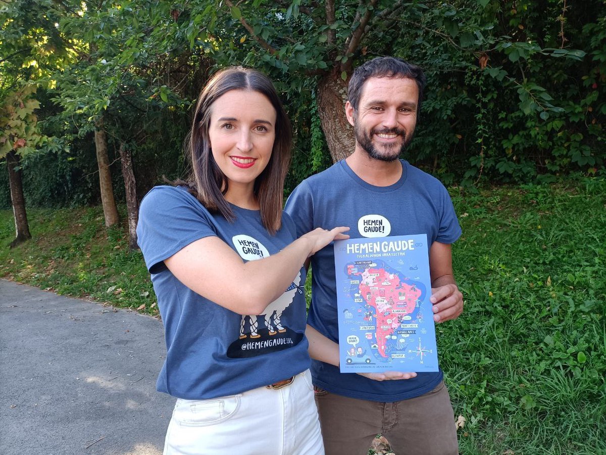 irunhitza's tweet photo. [Erreportajea] Etzi hasiko dute Hego Amerikatik 7 hilbetetako bidaia Iñaki Goikoetxea, kultur teknikaria eta Maitane Lopez, abokatuak. 

Euskaldunek utzitako arrastoari segika, 'pilulak' sortuko dituzte sareetan. 

#Irun @hemengaude_eus 
https://t.co/j2iIFdhlyJ https://t.co/Fogc1kxX8E