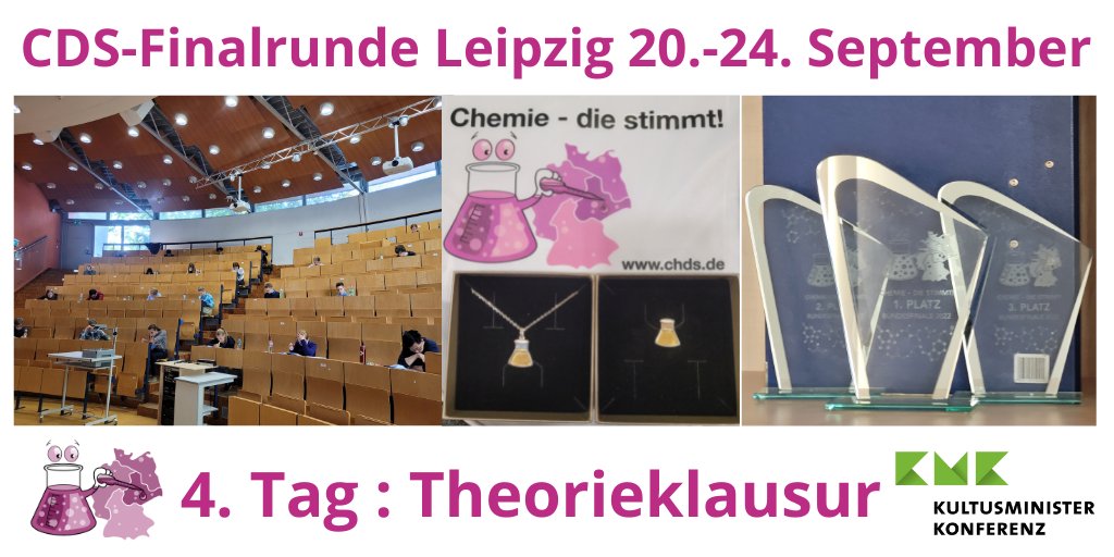 Gerade wird die große Theorieklausur geschrieben. Die letzten 55% der Punkte sind noch zu vergeben. Die beiden Bundessieger bekommen einen unserem Logo nachempfunden Anstecker oder Anhänger. Außerdem neben Sachpreisen noch Pokale für Platz 1-3. Wir sind gespannt. #twlz @BMBF_Bund