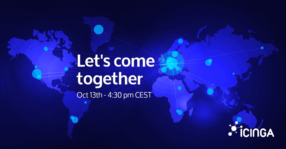 Hi Icinga #Community! 
We'd like to get together again for a #CommunityCall! We'll have a #Jitsi call open for you to join and discuss what's on your mind with our Product Manager and #Developers. If you want to sign up or find out more, hop over to icinga.com/community/even…!