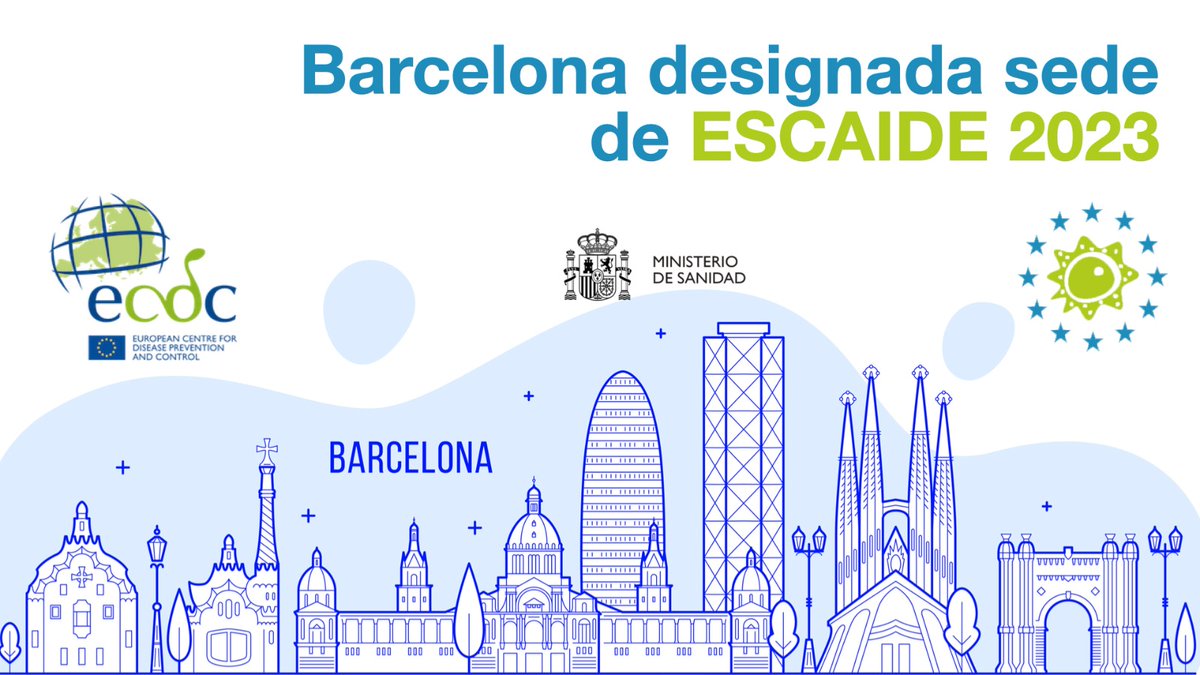 sanidadgob's tweet photo. ¡Buenas noticias desde @ECDC_EU! 

A propuesta de @sanidadgob, Barcelona acogerá en 2023 la prestigiosa Conferencia @ESCAIDE, en la que se dan cita los mayores expertos de Europa y todo el mundo sobre epidemiología y enfermedades infecciosas: https://t.co/CxvasgFClO

#ESCAIDE2023 https://t.co/FWItpTvVit