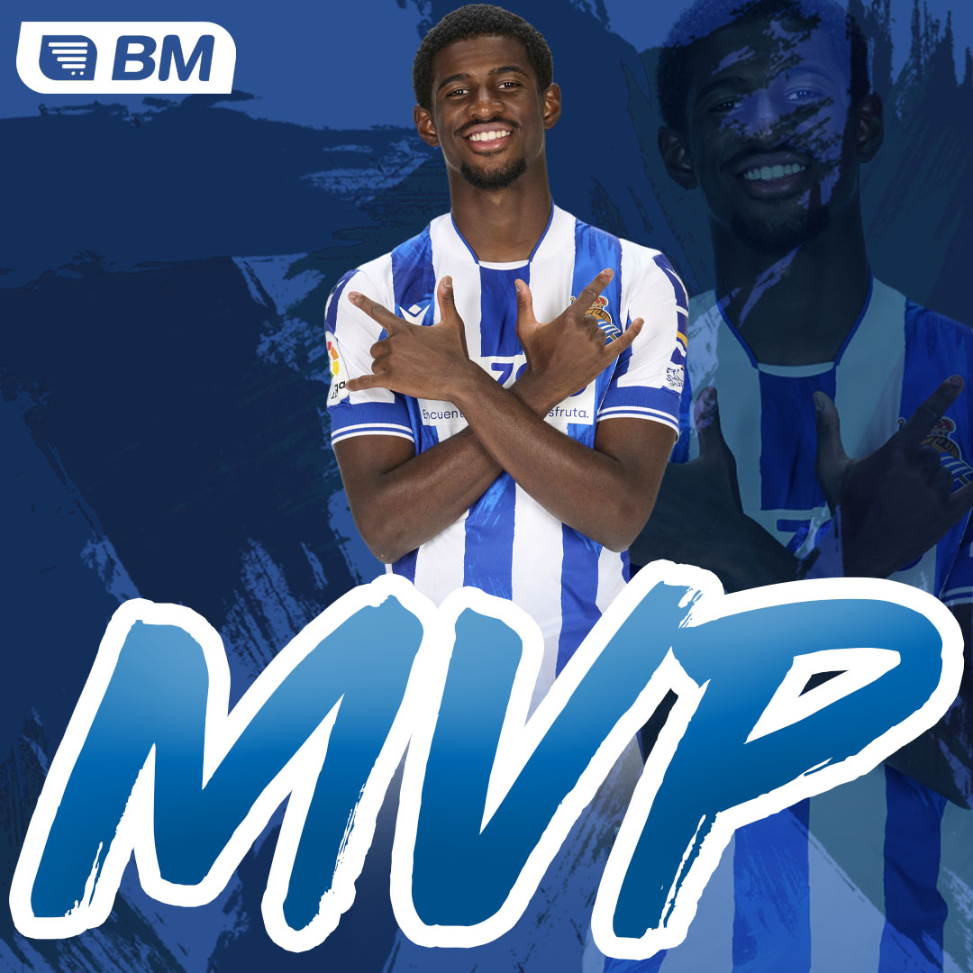 RealSociedad's tweet photo. 🌟 @MohamedAliCho1, MVP de septiembre. Zorionak Momo!

#BMRealarenSupermerkatua | #AurreraReala https://t.co/Ondjxtvs75
