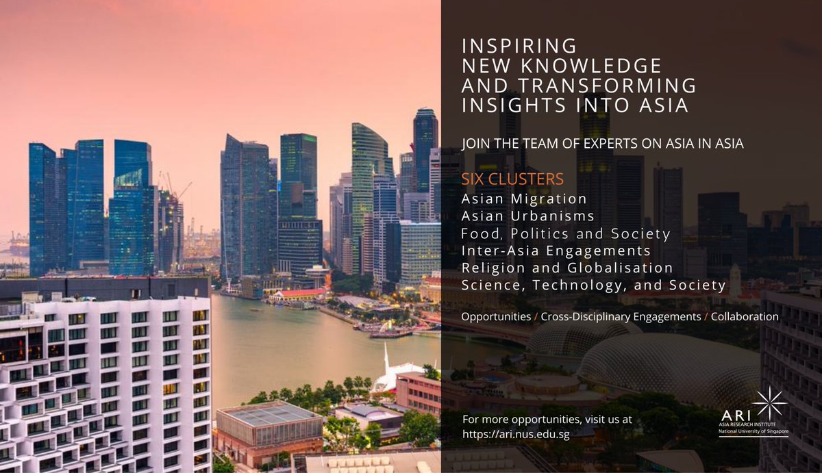 nus_ari's tweet photo. One more week before applications for our postdoc and research positions close! Come join us here at ARI to work on Asia-related research

More details @ https://t.co/7EMNCaC5Ew

Get your applications in before 30 September! 

#postdoc #fellowship #opportunities https://t.co/eydo8cv8hl