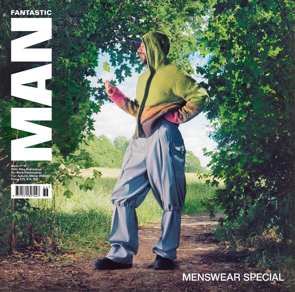KIKO KOSTADINOV, menswear’s most exciting independent talent, on the cover of the 36th issue of Fantastic Man – out very soon! He’s photographed in a London park by MARK PECKMEZIAN, wearing a selection of his own designs. #FM36 #KikoKostadinov #MenswearSpecial