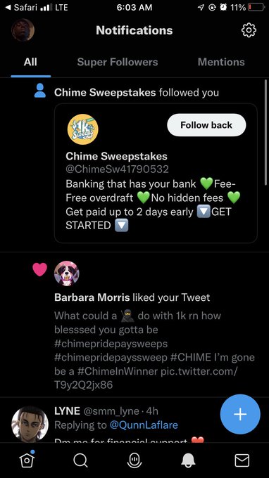 They still at it @Chime #chimepridepaysweeps https://t.co/62eq9TwbmS<a class="tags" target="_blank" title="On Twitter" href="/?out=eyJ0eXAiOiJKV1QiLCJhbGciOiJIUzUxMiJ9.eyJpYXQiOjE3Mjc1NzM5ODEsImlzcyI6InR3cG9ybnN0YXJzLmNvbSIsIm5iZiI6MTcyNzU3Mzk4MSwiZXhwIjoxNzU5MTA5OTgxLCJyZWRpcmVjdF91cmwiOiJodHRwczovL3R3aXR0ZXIuY29tL0NoaW1lIn0.P2WqGLLuZN_dVEGo0IomyieTc80_6PZ-bN4ev_P828-HfFSUig-BIE8Q14JQ48VpOOURgcc9-mDu0PLT_zFdxQ">@Chime</a><a href="/tag/chimepridepaysweeps"class="tags">#chimepridepaysweeps</a>