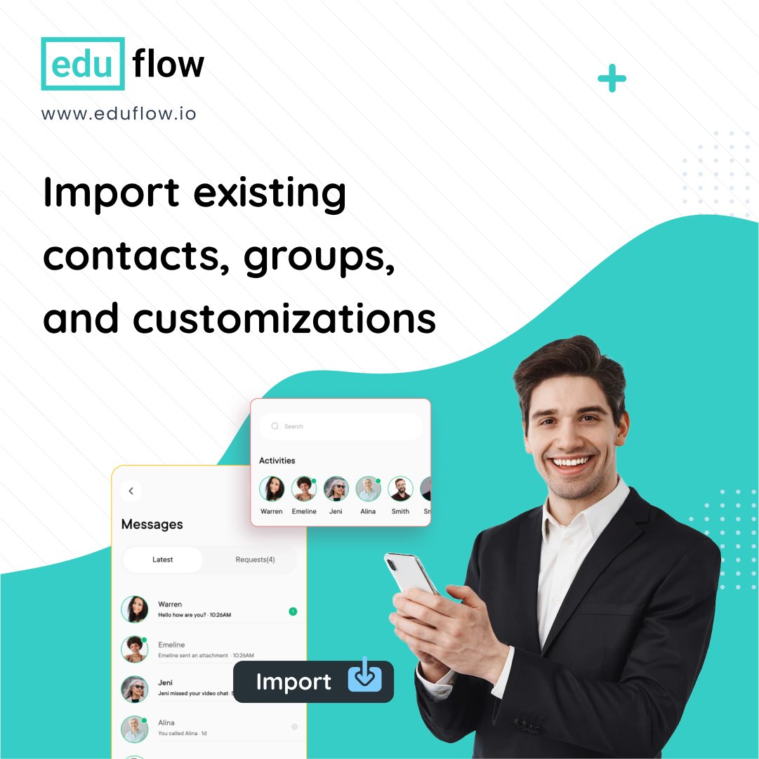 eduflowhq's tweet image. With Eduflow you can import not only contacts, but also any segmentations or customizations applied to the contacts. Eduflow makes the transition from any existing system extremely easy with minimum time to deployment.
#UpgradeTech #importcontacts #deployment #Eduflow