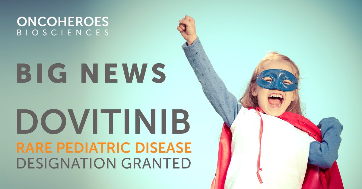 OncoHeroesBio's tweet photo. BIG NEWS! We celebrate #ChildhoodCancerAwarenessMonth by announcing that the #FDA has granted Rare Pediatric Disease Designation (#RPDD) to dovitinib, an investigational treatment for osteosarcoma under development at Oncoheroes Biosciences.
Learn more https://t.co/E6i5egl19S https://t.co/UmnRfmzvdq