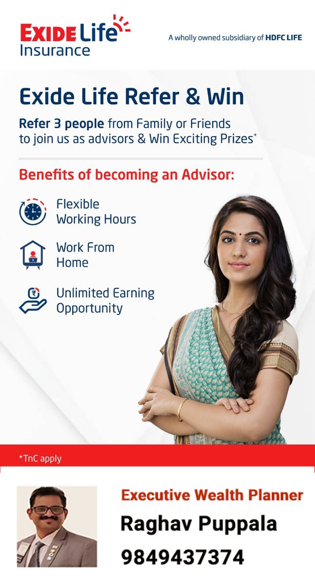 SangeethaLakka1's tweet image. Exide Life Insurance for more details Call:9849437374
#exidelifeinsurance #refer #advisor #benefits #earning #wealthplanner