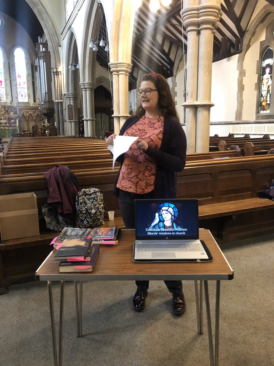 ChristChurchN14's tweet photo. Bea Limbert of @Tate giving the first talk about our #PreRaphelite stained glass windows this morning as part of the #StoriesOfEnfield Also our new guide book is here! @HeritageFundL_S @EnfieldCouncil @bpedmonton @dioceseoflondon @WmMorrisSocUK @LoveUrdoorstep @SouthgateVoice https://t.co/i1XpJO0KPC