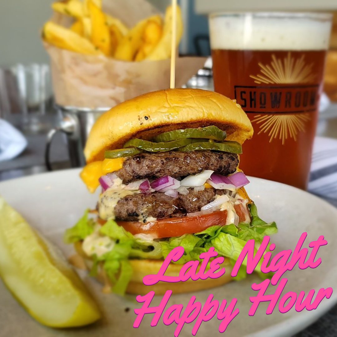 Showroom21701's tweet photo. Late Night Happy Hour at Showroom.
Double Stack Burger, Fries, and a beer for $18.
Every Friday & Saturday from 9 to 10pm.
#bryanvoltaggio #downtownfrederick #frederickmd #visitfrederick #frederickfoodie https://t.co/k4jWZuS2dR
