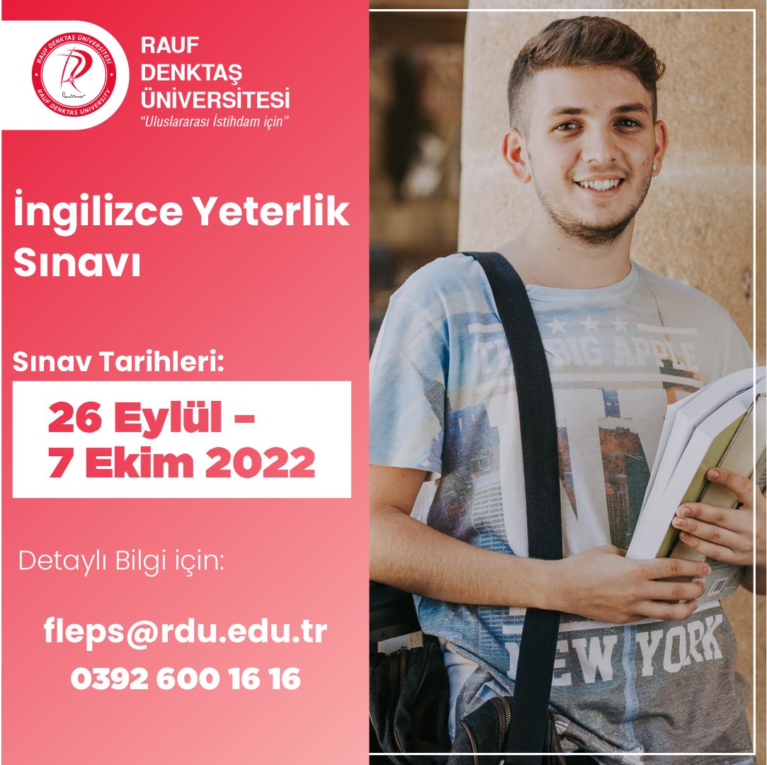 English Placement & Proficiency Test / İngilizce Yeterlik Sınavı 📅 26 September - 7 October 2022 / 26 Eylül - 7 Ekim 2022 For more information / Detaylı bilgi için: 💻 fleps@rdu.edu.tr 📱 0392 600 16 16 #raufdenktaşüniversitesi #raufdenktasuniversity #rdü #kktc