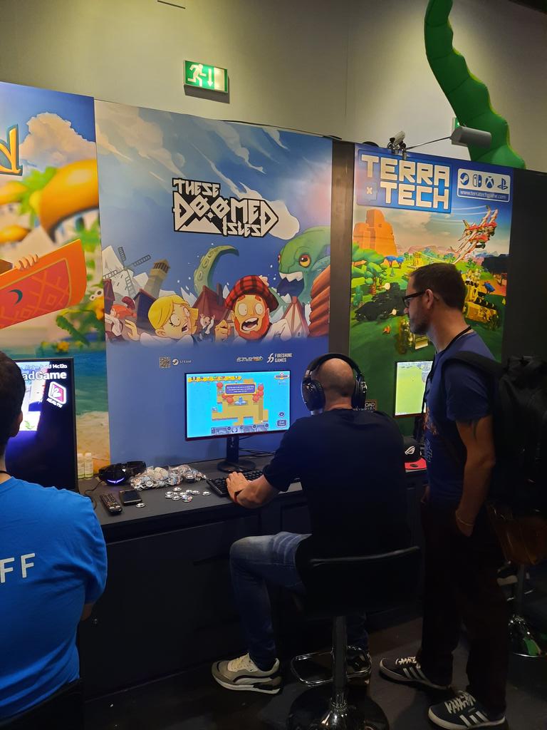 FireshineGames's tweet photo. Day 2 of #EGX2022! 🤩

We've got four awesome games for you to play: @CoreKeeperGame, @detectivesim, Brewmaster, and @DoomedIsles! 

Also, there's some pretty cool badges to collect so do pop by and say hello! #indiegame #indiedev #wearehavingfun https://t.co/BG3imSFgrs