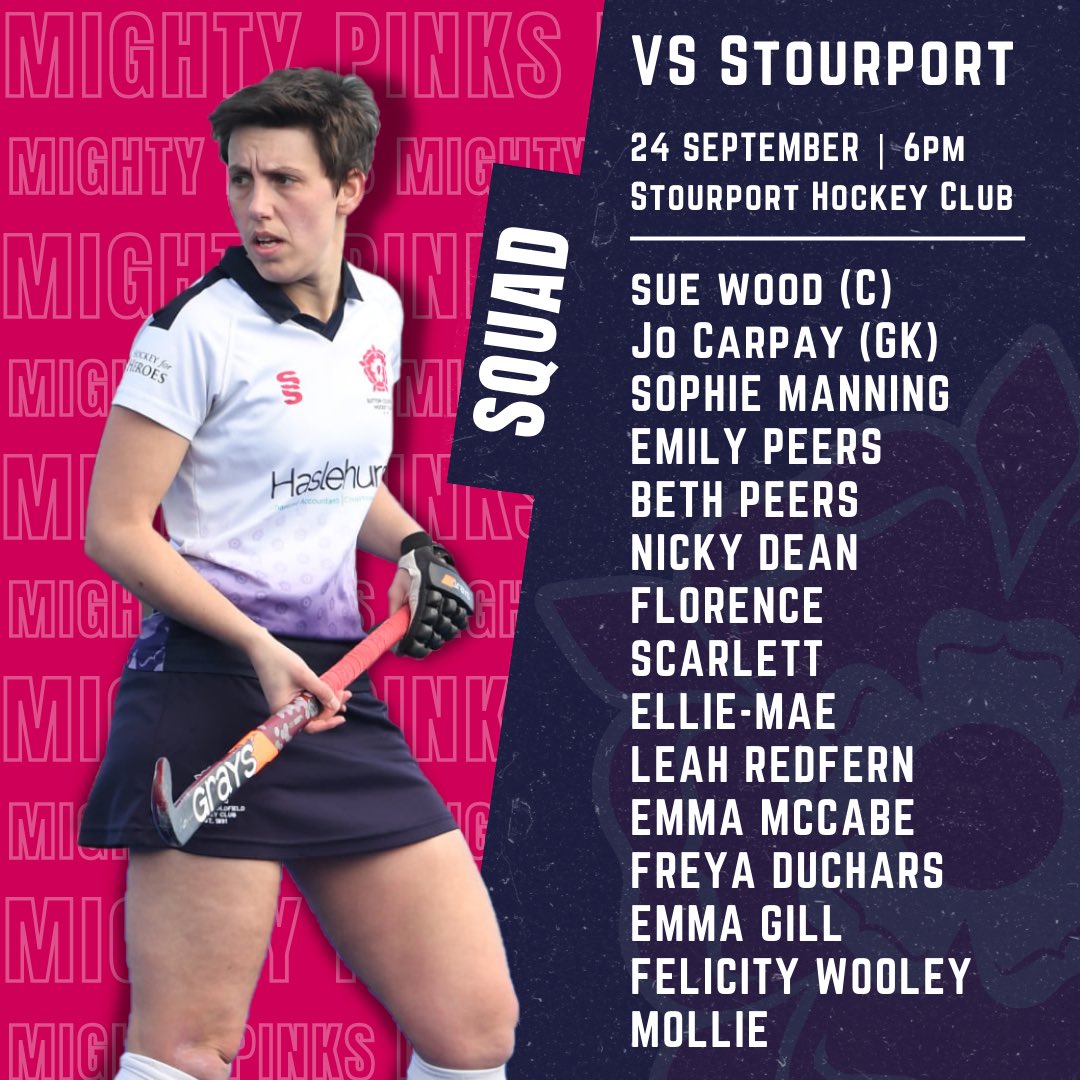 SATURDAY NIGHT LIGHTS 🚦

We kick off our Div 1 North campaign tomorrow against <a href="/StourportHC/">Stourport Hockey Club</a> 🤩

6pm pushback @ Stourport, all Mighty Pink support welcome 💗💙