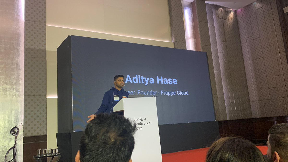 FrappeCloud's tweet image. @adityahase_ on the stage!! #FrappeCloud