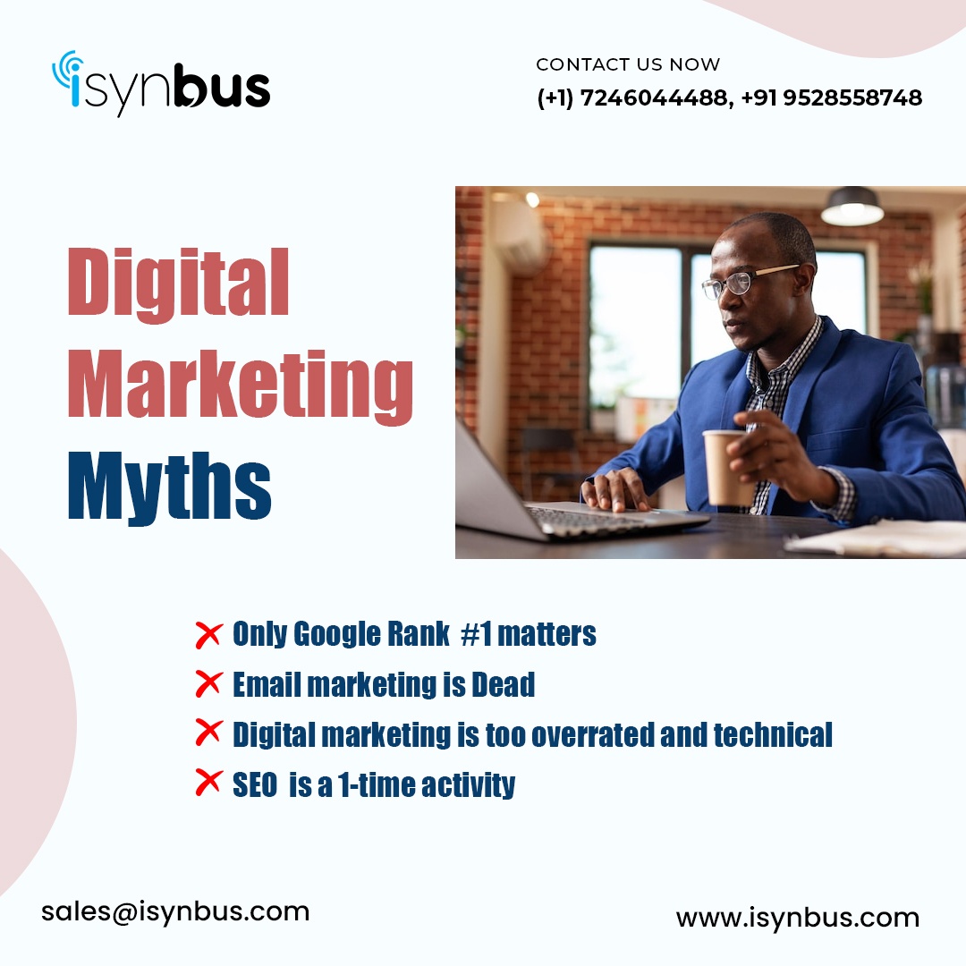 isynbus's tweet photo. There are Many Myths About Digital Marketing.  

Get in touch: sales@isynbus.com
Call us: (+1) 7246044488 or +91 9528558748
Visit us: https://t.co/7RtgfLOR1W

#isynbus #isynbustechnologies #myths #digitalmarketing #mythsofseo #myth #keywordrank #seomyths #marketing https://t.co/U6dVoP1AHQ