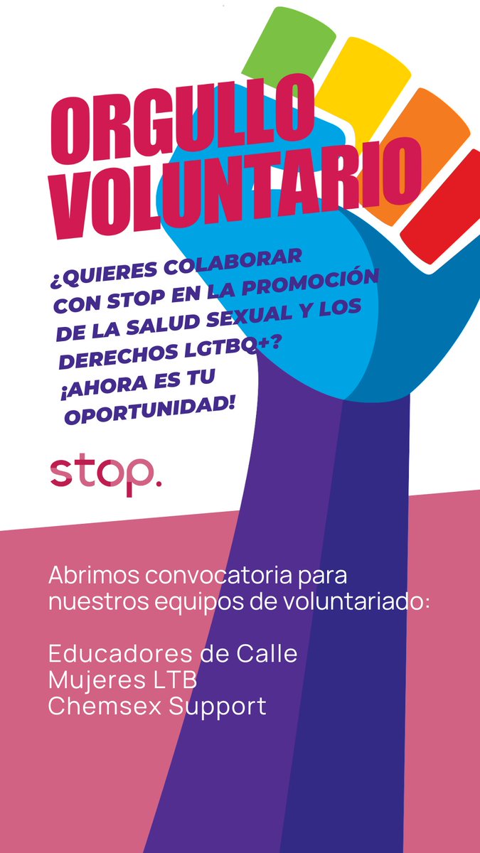 StopsidaONG's tweet photo. Apúntate en https://t.co/5fTQ7Dk8uA 🏳️🌈✊🏽 #ongstop #saludsexual #barcelona #lgtbi #mujereslbt #chemsex https://t.co/DLKvEtlzaQ