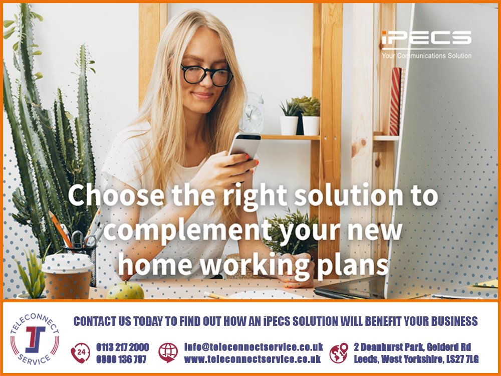 TeleconnectLtd's tweet image. Contact us today to find out how an iPECS solution can benefit your business's new home working plan.

#Teleconnect #iPECS #WFH #RemoteWorking #Digital