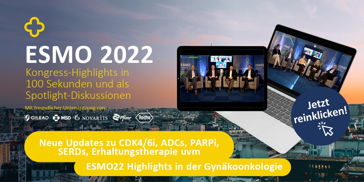 Neue Updates zu CDK4/6i, ADCs, PARPi, SERDs, Erhaltungstherapie uvm. – die onkowissenTV Experten diskutieren alle Highlights zum Mammakarzinom und gynäkologischen Tumoren. Gleich reinschauen: onkowissen.tv/esmo-2022/#c32…
