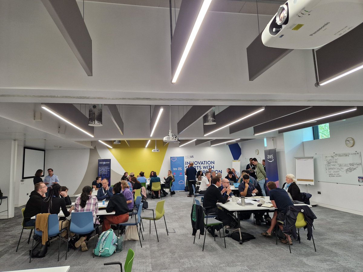 The group have formed into teams and ideas are being generated at today's Hack for Good. #LDF22 Thanks to our sponsors and contributors @AWS @dxw @ICOnews @UrbanForesight @nexusunileeds