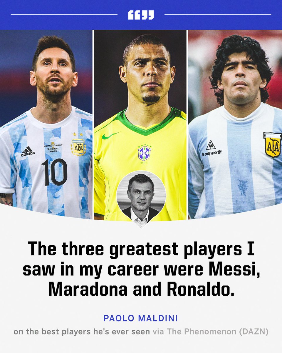 ESPNFC's tweet photo. Paolo Maldini names the three best players he's ever seen 🐐 https://t.co/gJ5cm7pIkK