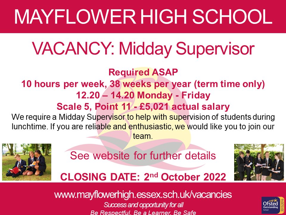Mayflower High on Twitter "Mayflower currently has a vacancy for a