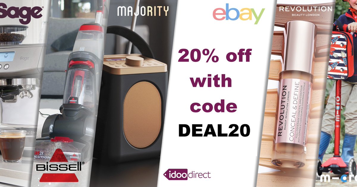 XSItems's tweet photo. Take advantage of this amazing 20% coupon code on @eBay_UK from today until midnight Wednesday 28.09 T&amp;C’s Apply. 20% off!! Using code DEAL20 @ https://t.co/QpfFOv80WN #couponcodes #shopping #eBay #sale #Deals #hotdeals #Bissell #Sage # #Idooka #Majority #Home #Garden https://t.co/fMc4Mfyh6G