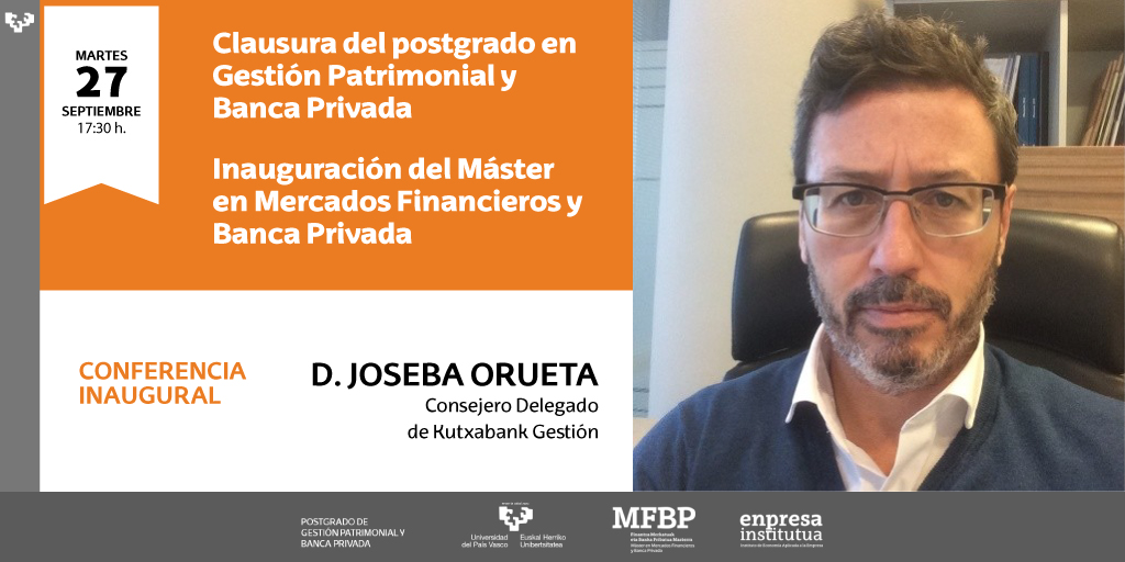 ehu_enpresainst's tweet photo. 📣Este martes Clausura de la XIV edición del postgrado #GPBP e Inauguración del máster #MFBP 👏🎓
Es la I edición de este máster y Joseba Orueta, Consejero Delegado de Kutxabank Gestión, será el encargado de dar la conferencia inaugural.
🗓️27 sept
⏰17:30h
¡Os esperamos!
#upvehu https://t.co/RUgTspVpl8